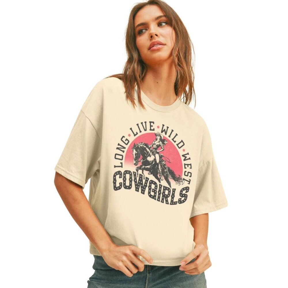 New Long Live Wild West Cowgirls Graphic Tee